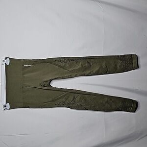 Gymshark olive green detailed seamless pull on stretchy workout leggings sz Med